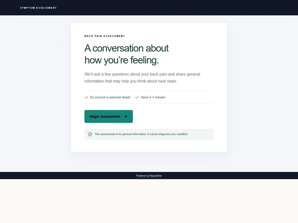 Actual RejuvaDisc website screenshot